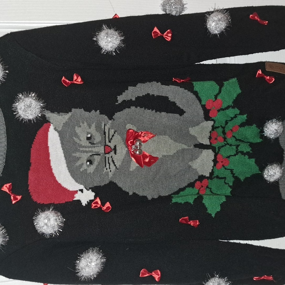 Tipsy Elves Cat Holiday Christmas Sweater View 2